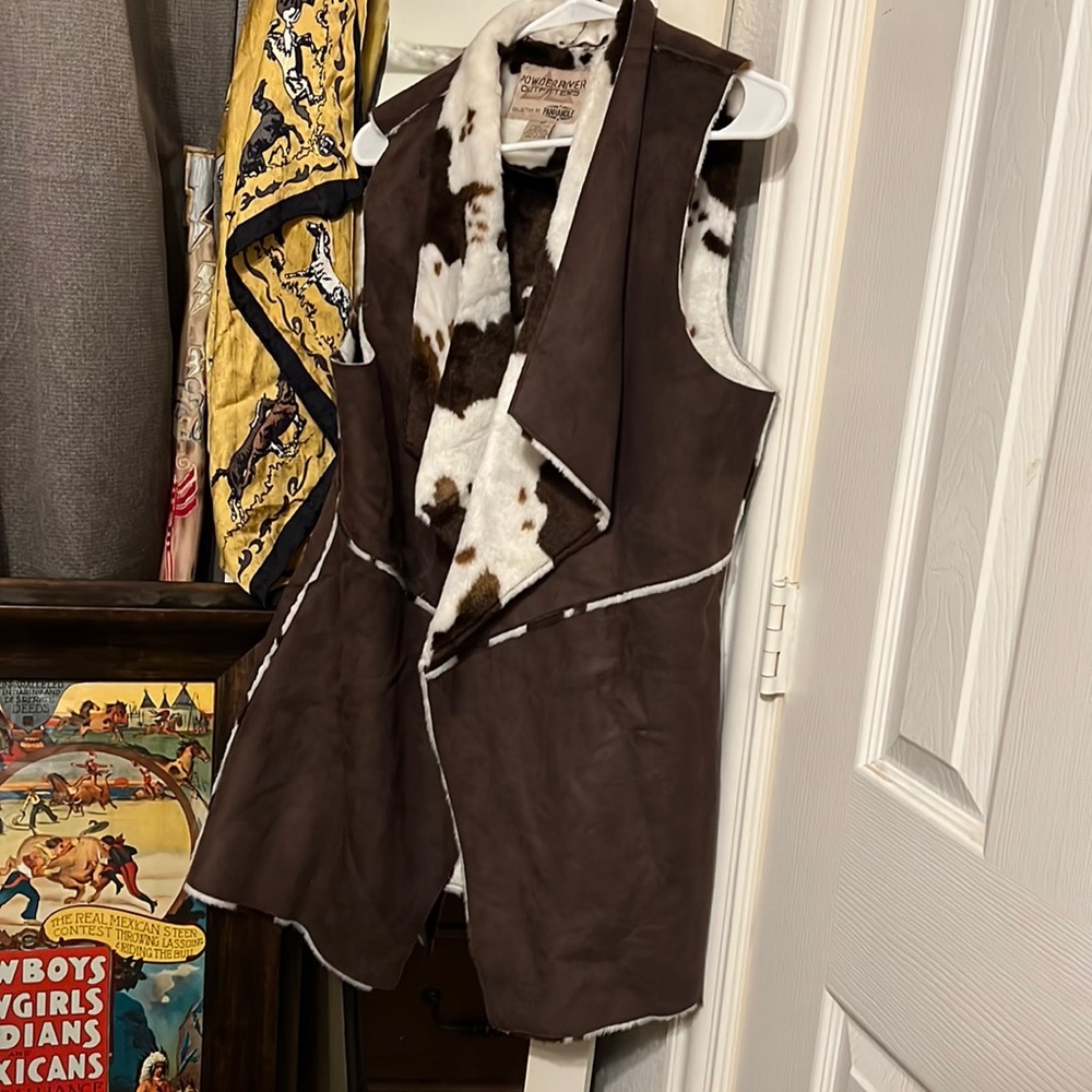Cow print suede vest powder outfitters by panhandle